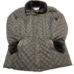 MARC New York Andrew Marc Women’s  XL Faux Fur  Black Quilted Winter Coat Puffer